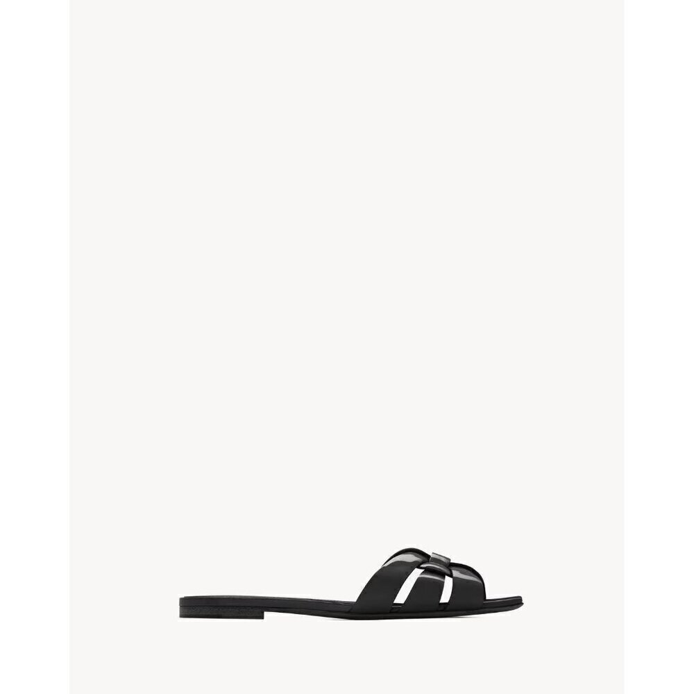 Saint Laurent Tribute Mule Patent Leather Slide Sandals Black Womens Size 36 6 - Picture 4 of 10